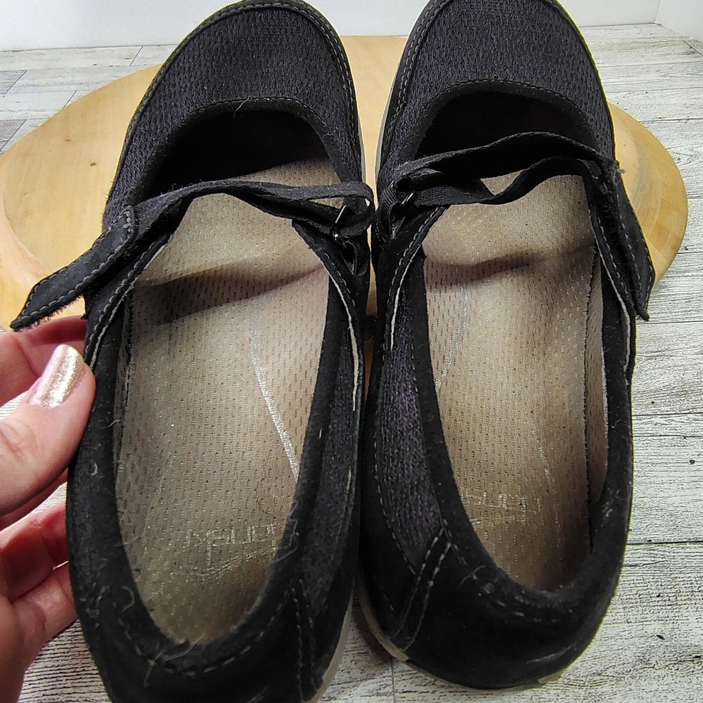 Comfortcore Mary Jane Shoes Black Leather Hook Strap Wedge Womens 7.5 Dansko - Picture 10 of 17
